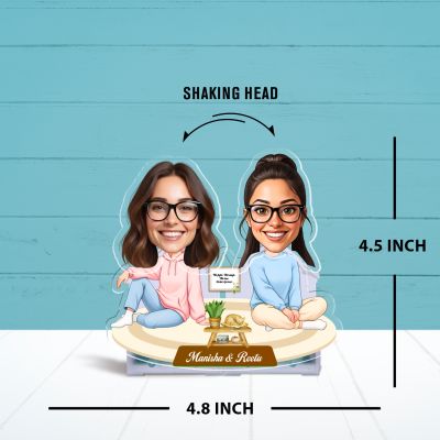 Personalized Battery Powered with Shaking Head Bobblehead Caricature Standee Custom with Face Cutout Sister Love Gift Birthday Gift for Sister & Bestie